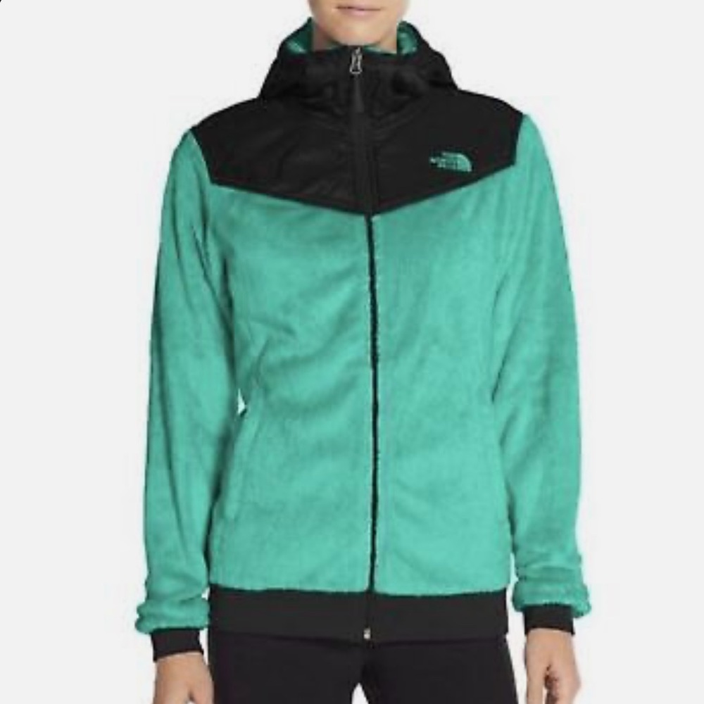 The North Face Oso Hoodie Teal Blue and Black Fleece Full Zip Jacket Size Small